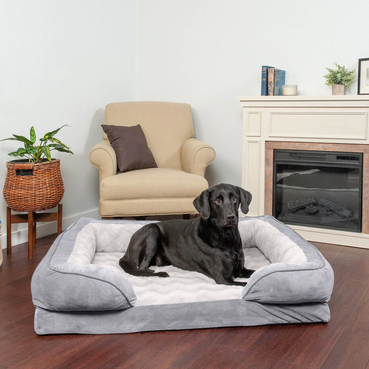 Ортопедический диван FurHaven Velvet Waves Perfect Comfort Кровать для кошек и собак