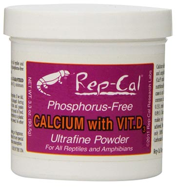 Rep-Cal Calcium with Vitamin D3 Ultrafine Powder Supplement для рептилий, банка 3,3 унции