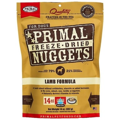 Primal Lamb Formula Nuggets Беззерновой сырой сублимированный корм для собак