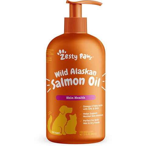 Zesty Paws Wild Alaskan Salmon Oil Жидкая добавка для кожи и шерсти для собак и кошек