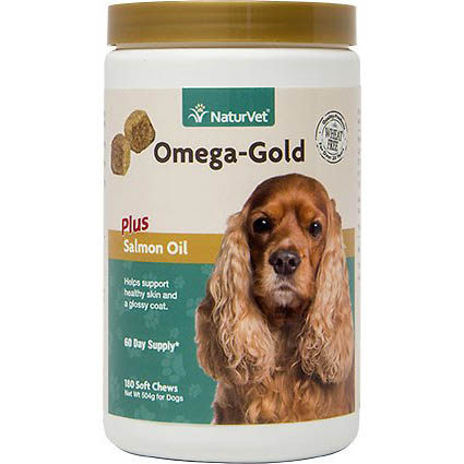 NaturVet Omega-Gold Plus Salmon Oil Мягкая жевательная добавка для кожи и шерсти для собак