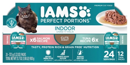 Iams Perfect Portions Indoor Cuts в разнообразной упаковке с соусом